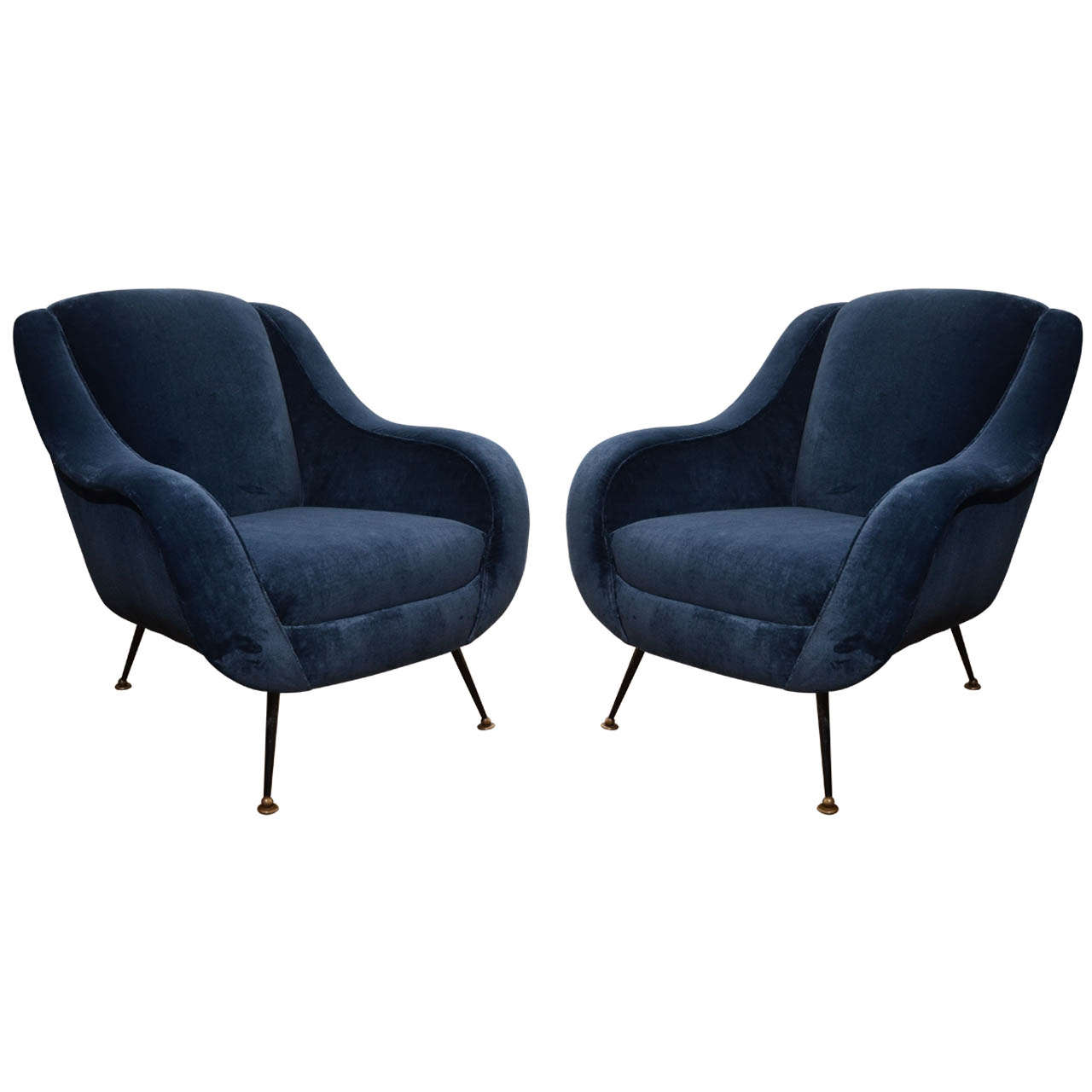 Pair of 1950's Italian Club Chairs in the style of Marco Zanuso